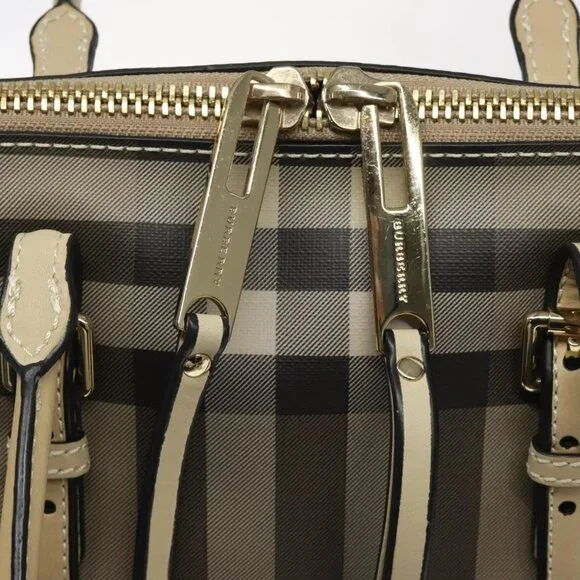 BURBERRY Nova Check Shoulder Bag PVC Brown Auth MX170